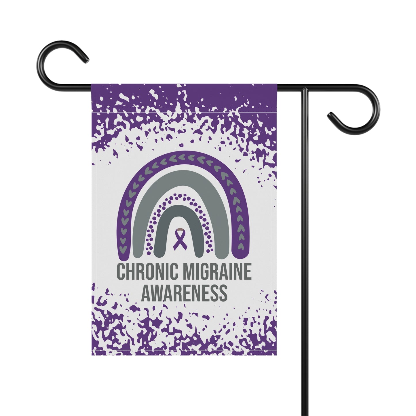 Chronic Migraine Awareness Garden Flag | Welcome Sign |  New Home | Decorative House Banner | Purple Awareness Ribbon
