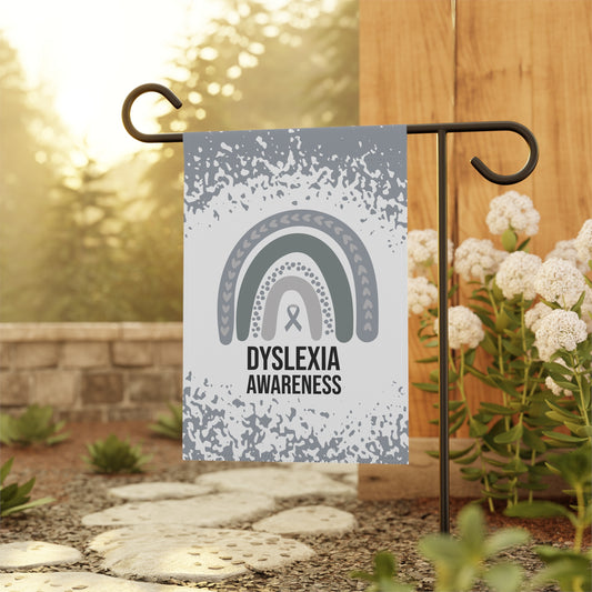 Dyslexia Awareness Garden Flag | Welcome Sign | New Home | Decorative House Banner | Silver Awareness Ribbon  | Support
