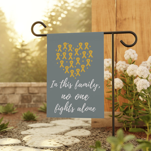 Gold No One Fights Alone Awareness Garden Flag | Welcome Sign | New Home | Decorative House Banner | Gold Awareness Ribbon