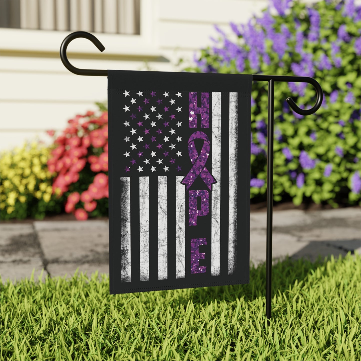 Purple Ribbon Awareness Garden Flag Hope American Flag | Welcome Sign | New Home | Decorative House Banner | Spoonie Support