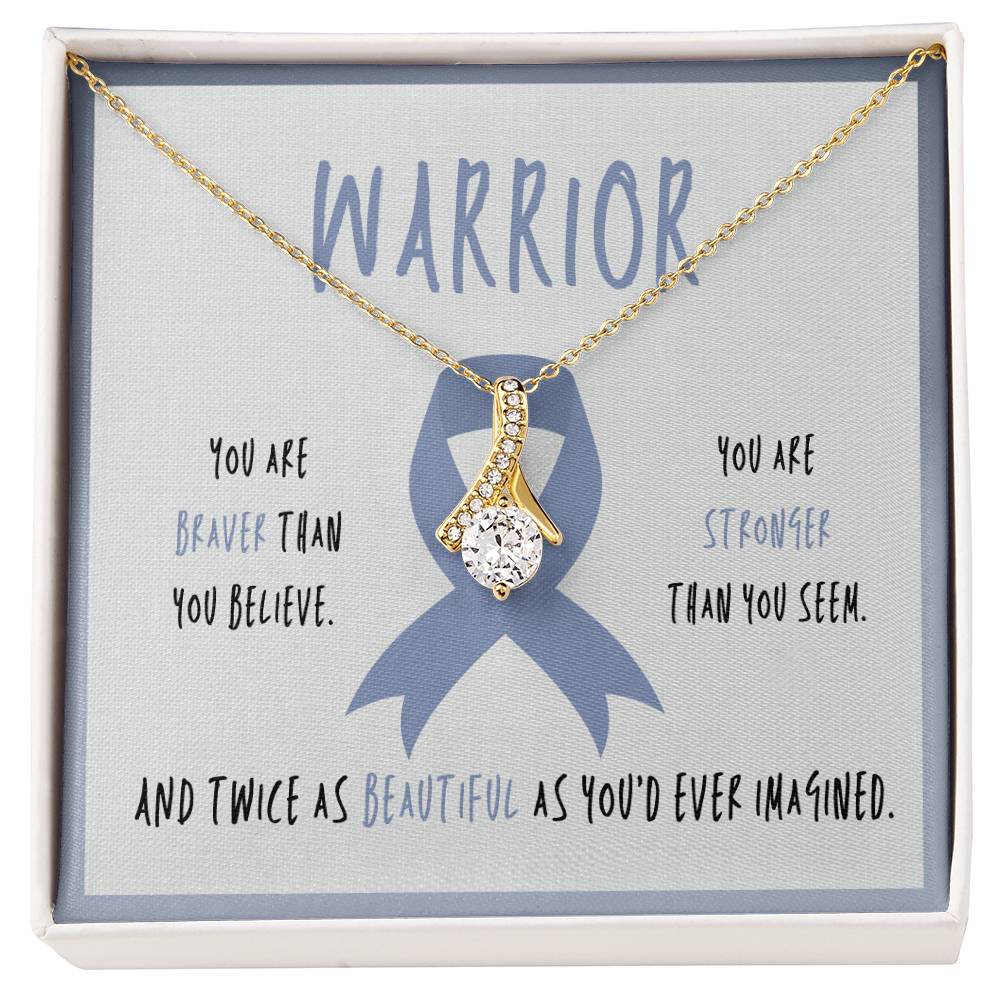 Small Intestine Cancer Necklace | Periwinkle Ribbon Warrior Jewelry | Awareness Pendant Gift | Support for Friends & Survivors