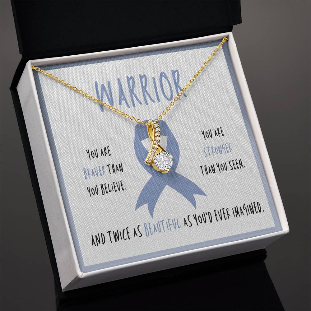 Small Intestine Cancer Necklace | Periwinkle Ribbon Warrior Jewelry | Awareness Pendant Gift | Support for Friends & Survivors