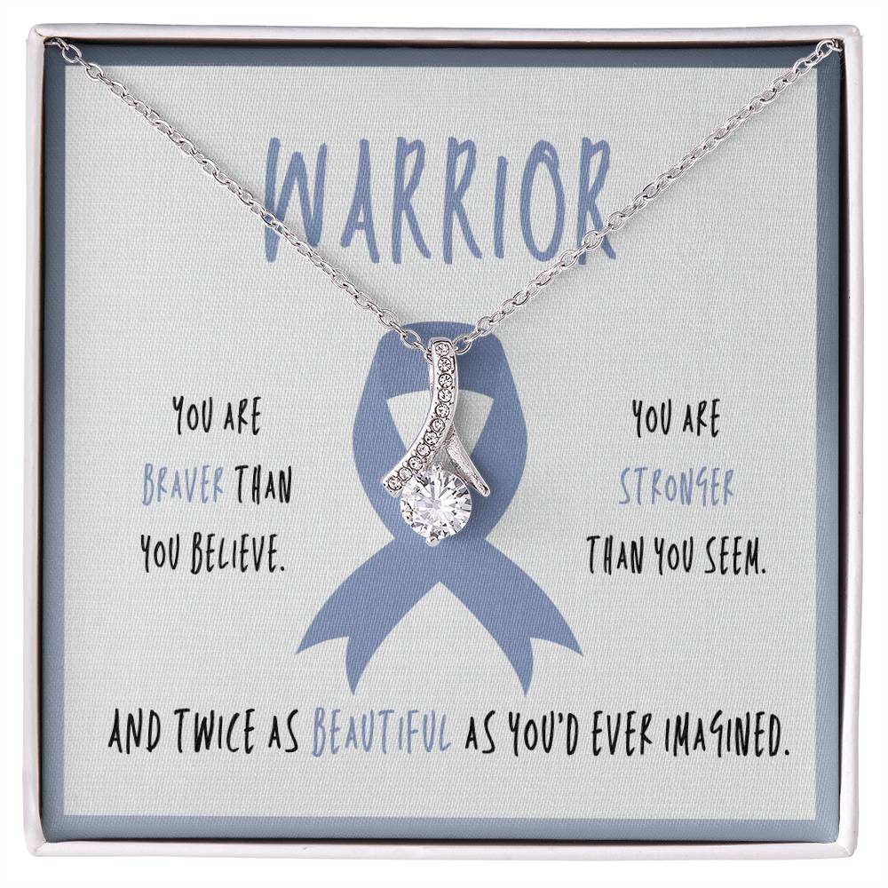 Small Intestine Cancer Necklace | Periwinkle Ribbon Warrior Jewelry | Awareness Pendant Gift | Support for Friends & Survivors
