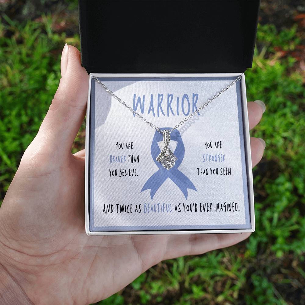 Small Intestine Cancer Necklace | Periwinkle Ribbon Warrior Jewelry | Awareness Pendant Gift | Support for Friends & Survivors