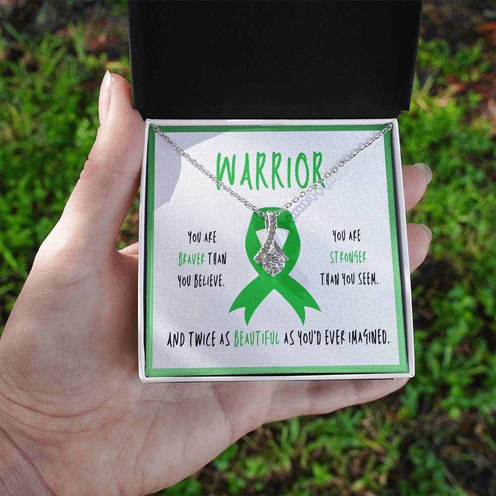 Renal Cell Carcinoma Necklace | Green Ribbon Awareness Jewelry | Pendant Gift for Survivors & Cancer Support Friends
