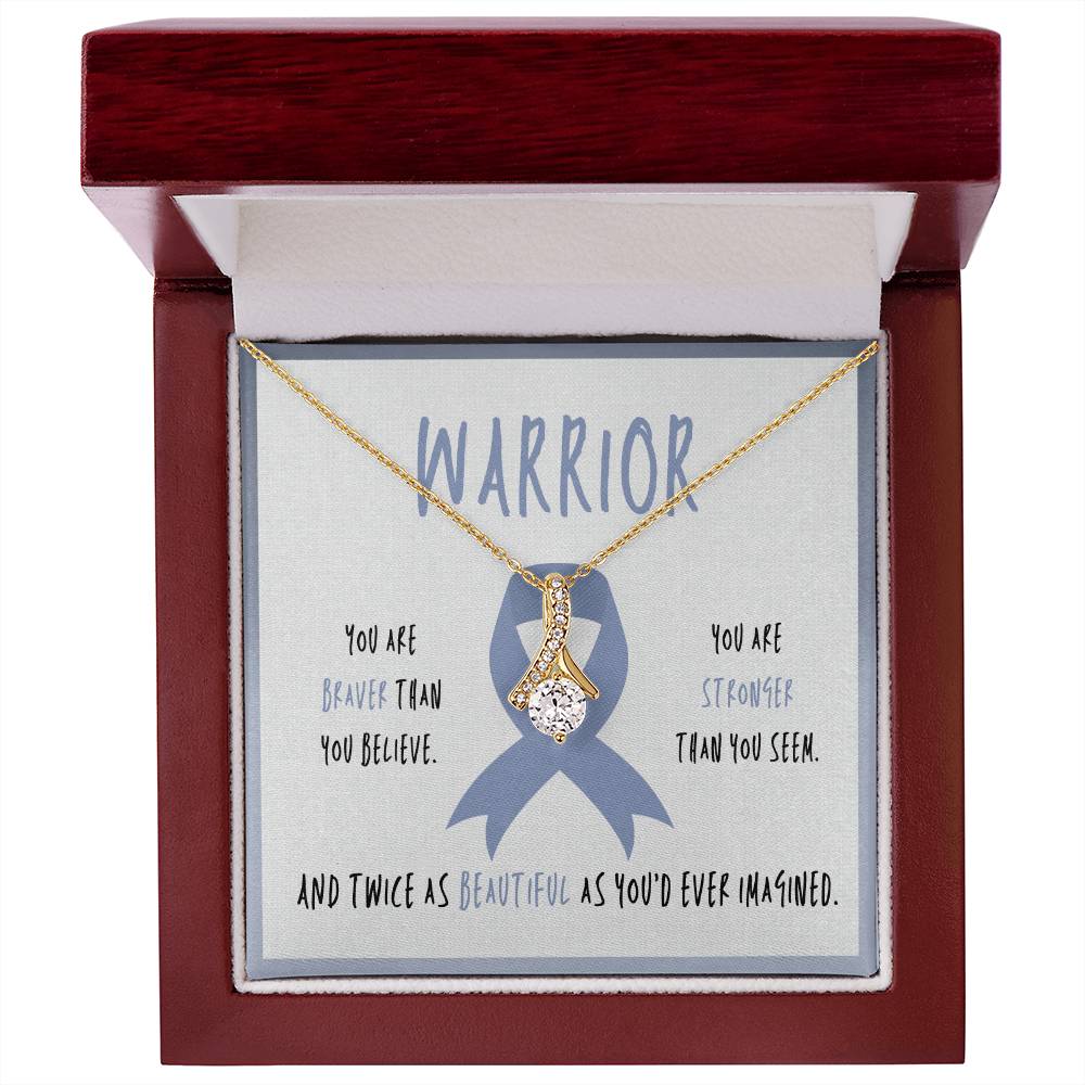 Small Intestine Cancer Necklace | Periwinkle Ribbon Warrior Jewelry | Awareness Pendant Gift | Support for Friends & Survivors