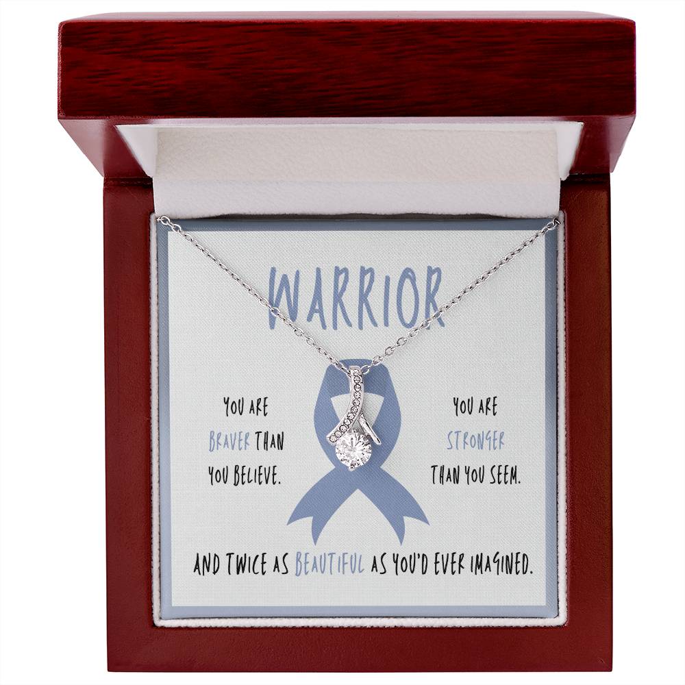 Small Intestine Cancer Necklace | Periwinkle Ribbon Warrior Jewelry | Awareness Pendant Gift | Support for Friends & Survivors
