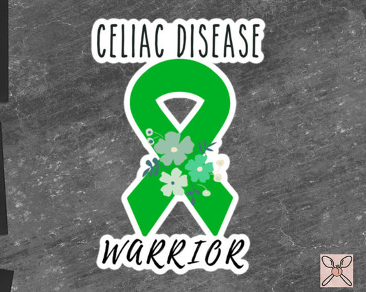 Celiac Disease Awareness Sticker | Chronic Illness, Chronic Pain Spoonie Decal, Invisible Illness Laptop Sticker, Green Ribbon