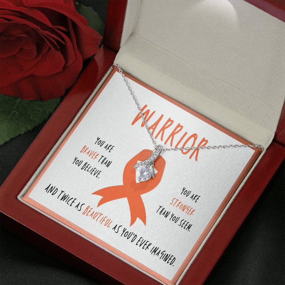 Multiple Sclerosis Warrior Ribbon Necklace Gift