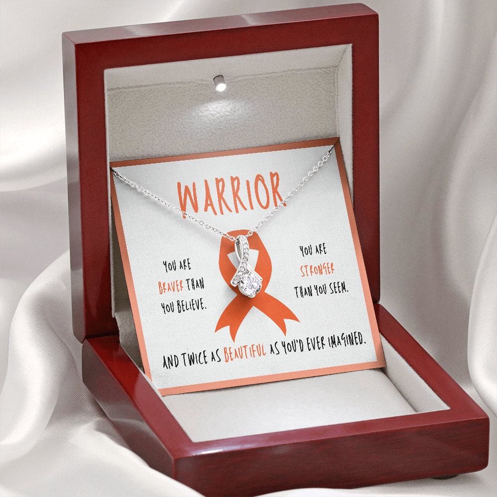 Multiple Sclerosis Warrior Ribbon Necklace Gift