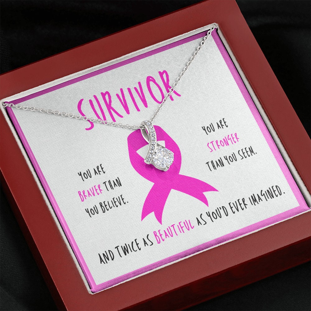 Breast cancer survivor Ribbon Pendant Necklace Gift