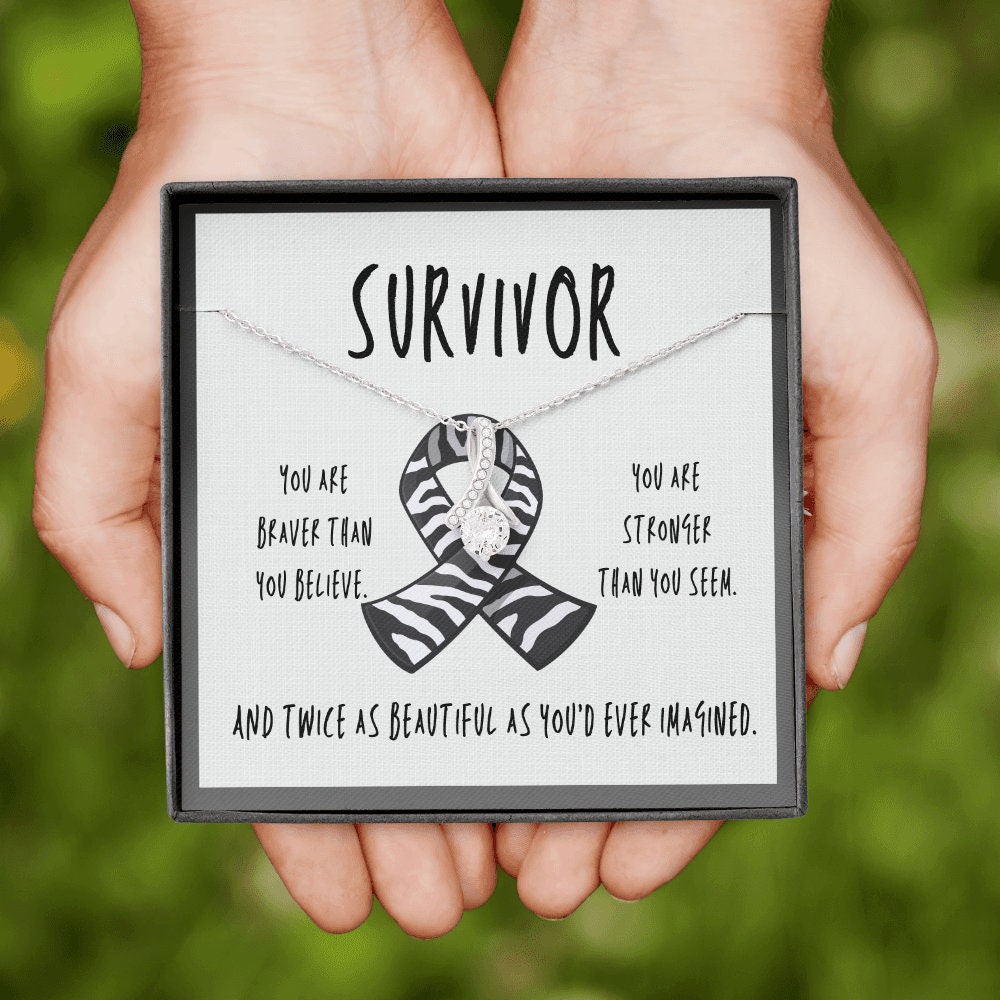 Carcinoid Cancer Survivor Ribbon Pendant Necklace Gift