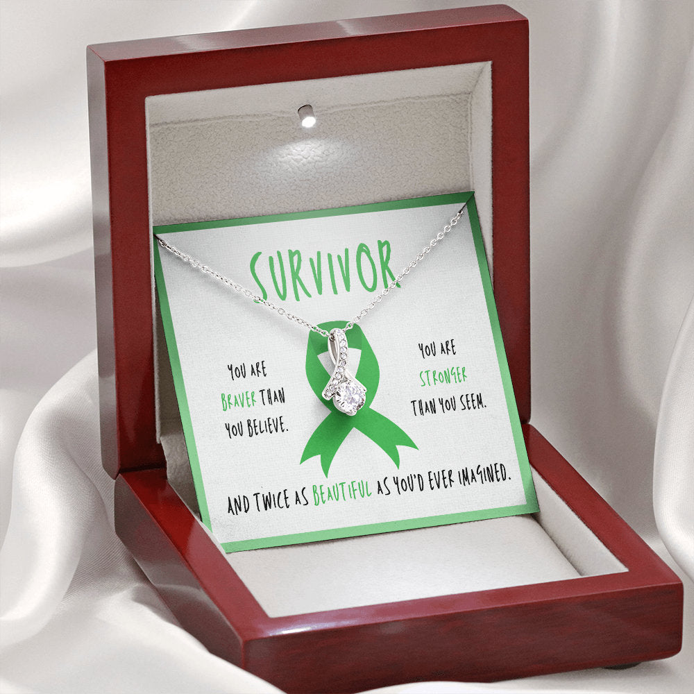 Liver Cancer Survivor Ribbon Pendant Necklace Gift