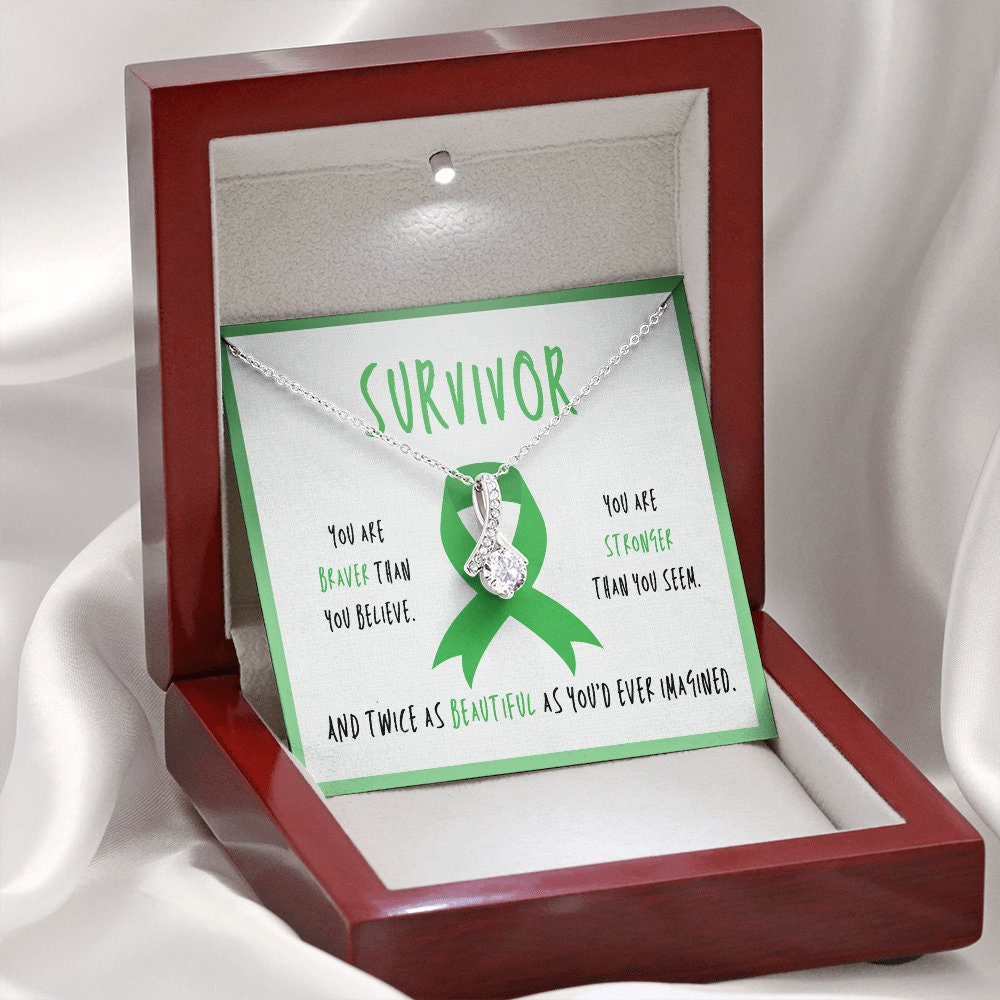 Liver Melanoma Cancer Survivor Ribbon Pendant Necklace Gift