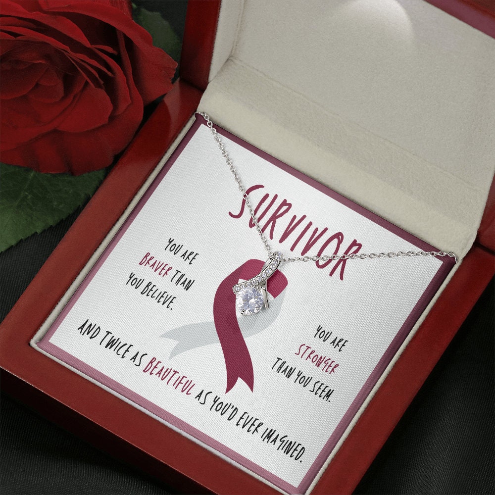 Head and Neck Cancer Survivor Ribbon Pendant Necklace Gift