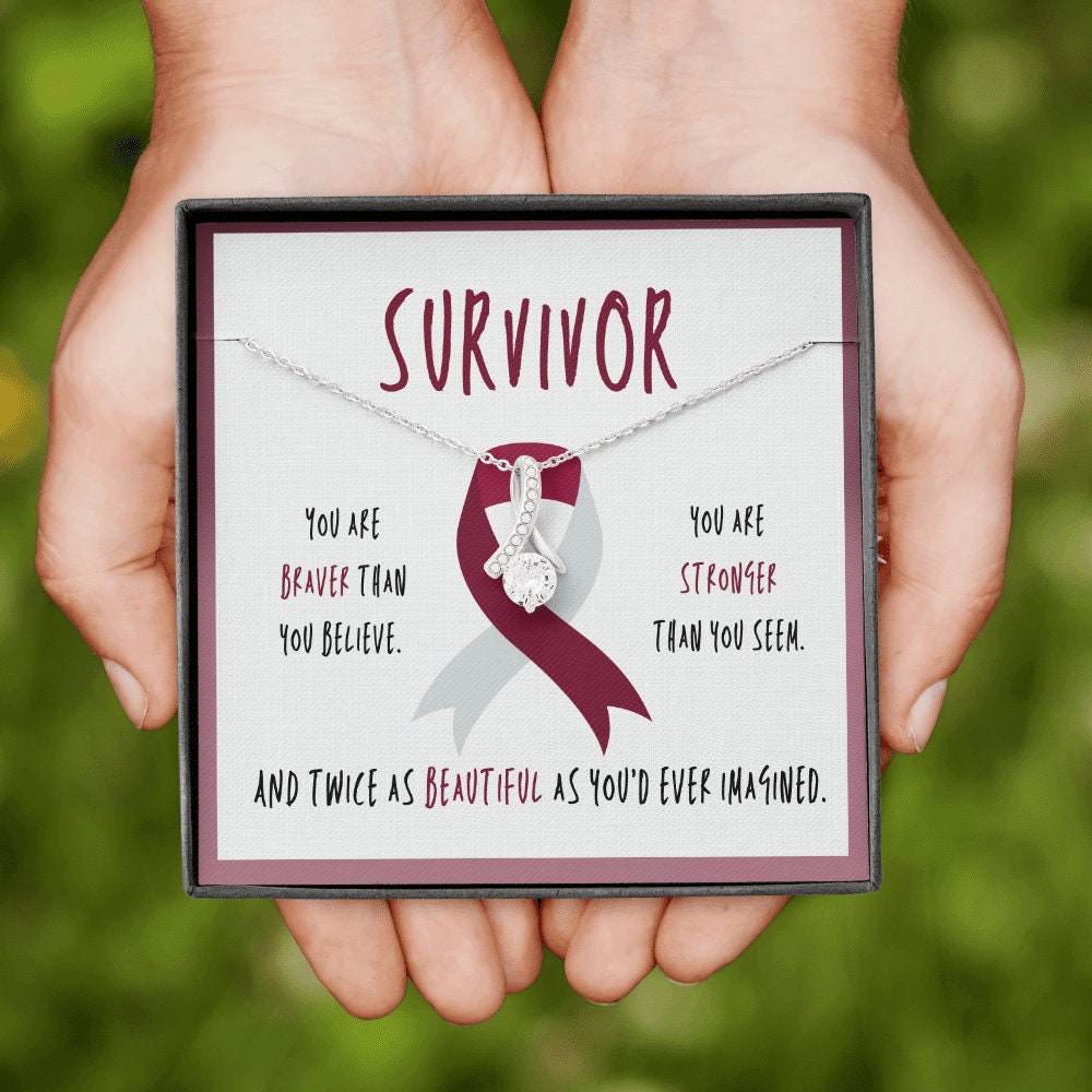 Head and Neck Cancer Survivor Ribbon Pendant Necklace Gift