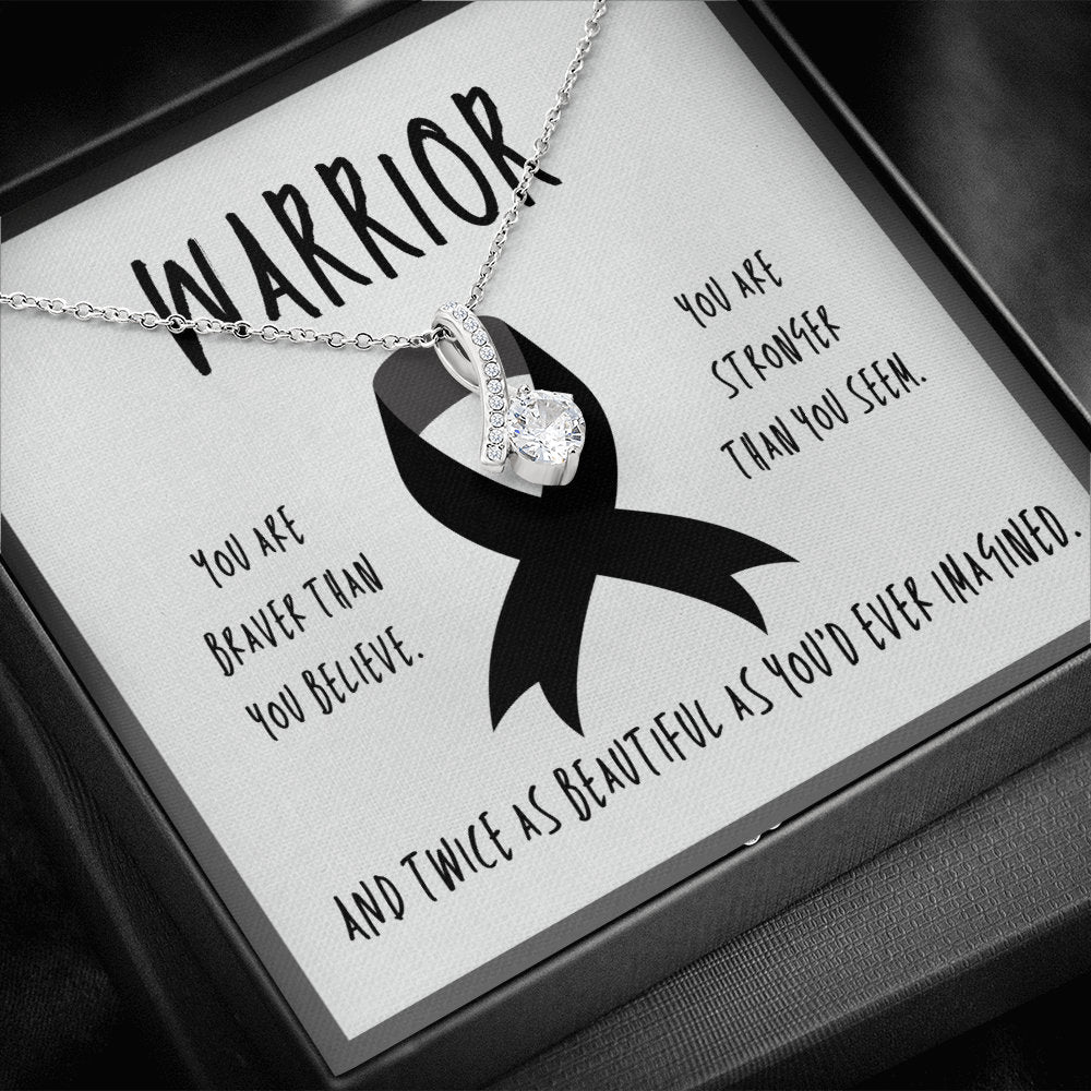 Melanoma Cancer Warrior Ribbon Pendant Necklace Gift