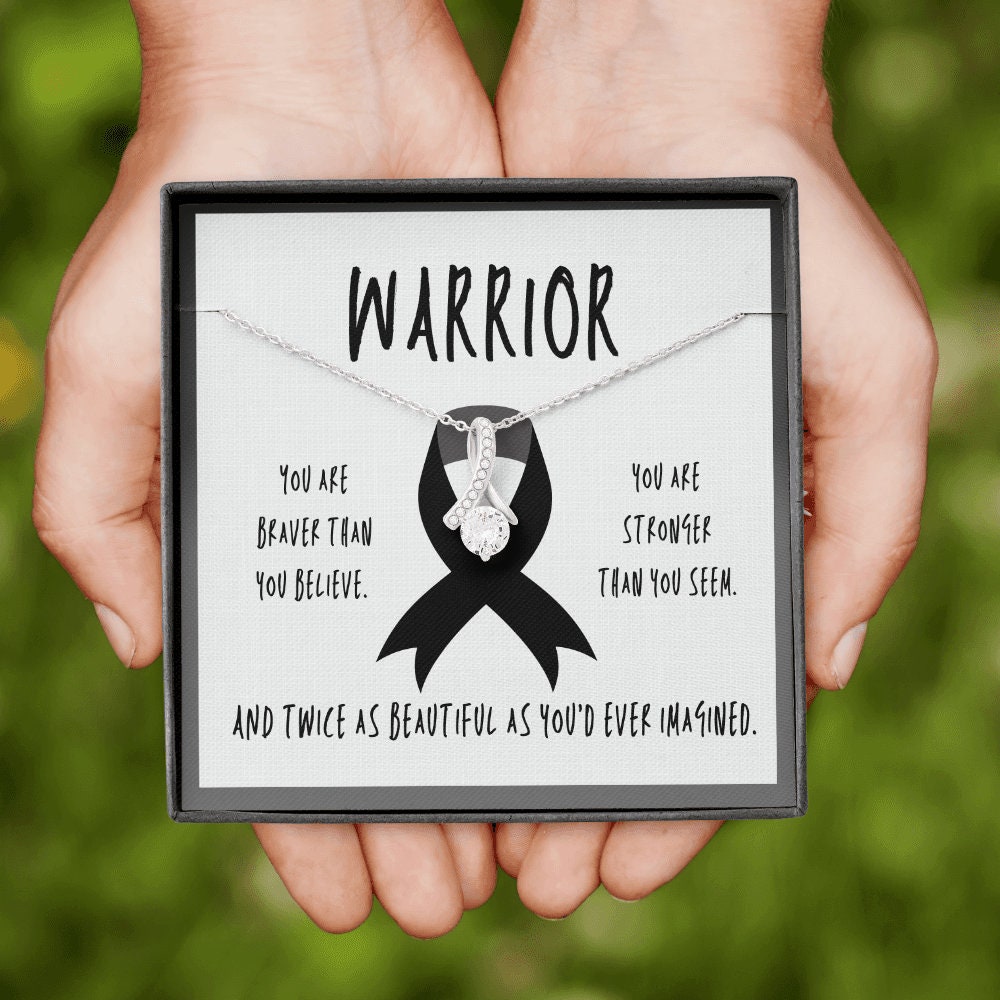 Melanoma Cancer Warrior Ribbon Pendant Necklace Gift