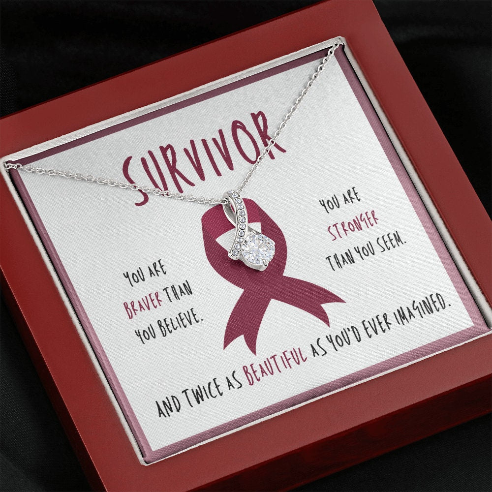 Multiple Myeloma Cancer Survivor Ribbon Pendant Necklace Gift