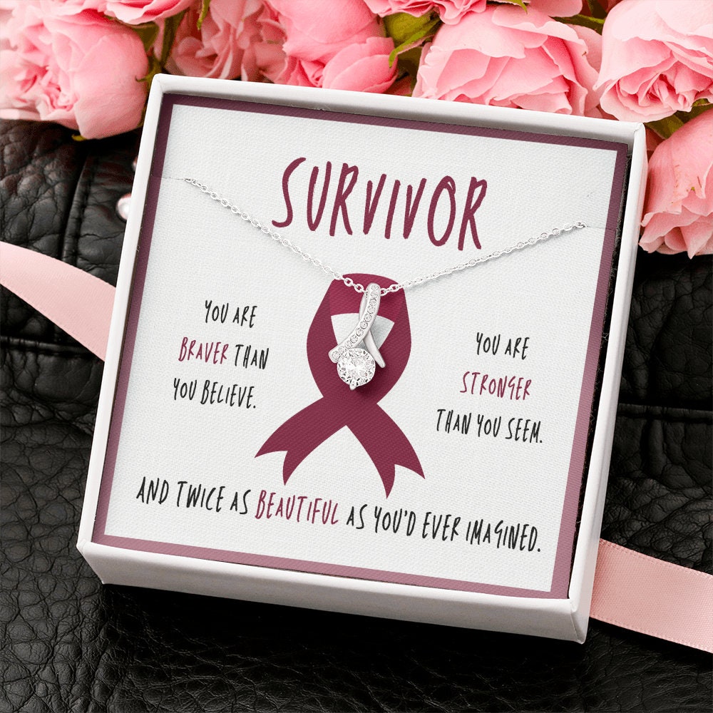 Multiple Myeloma Cancer Survivor Ribbon Pendant Necklace Gift