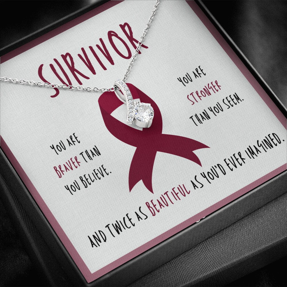 Multiple Myeloma Cancer Survivor Ribbon Pendant Necklace Gift