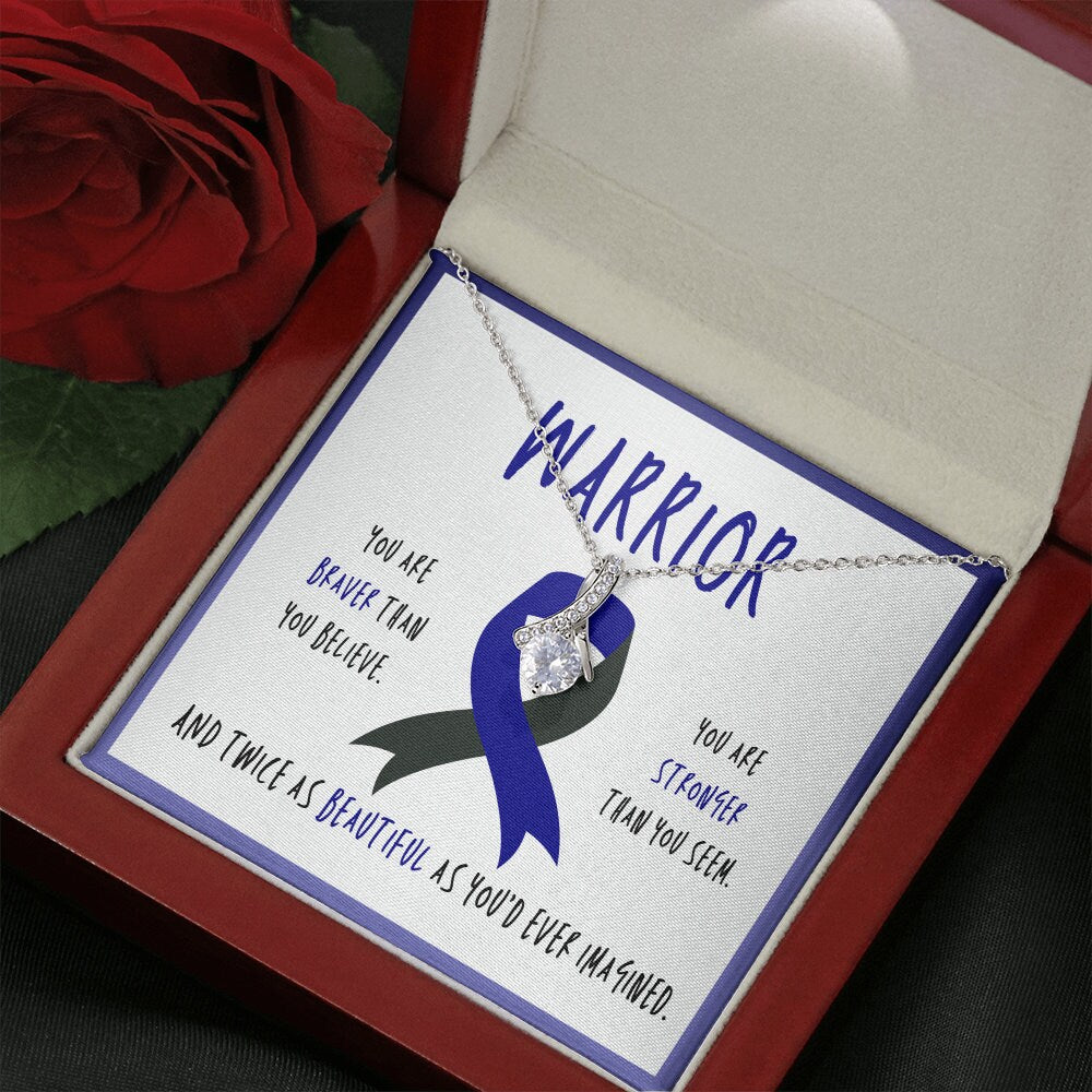 Ocular Melanoma Cancer Warrior Ribbon Pendant Necklace Gift