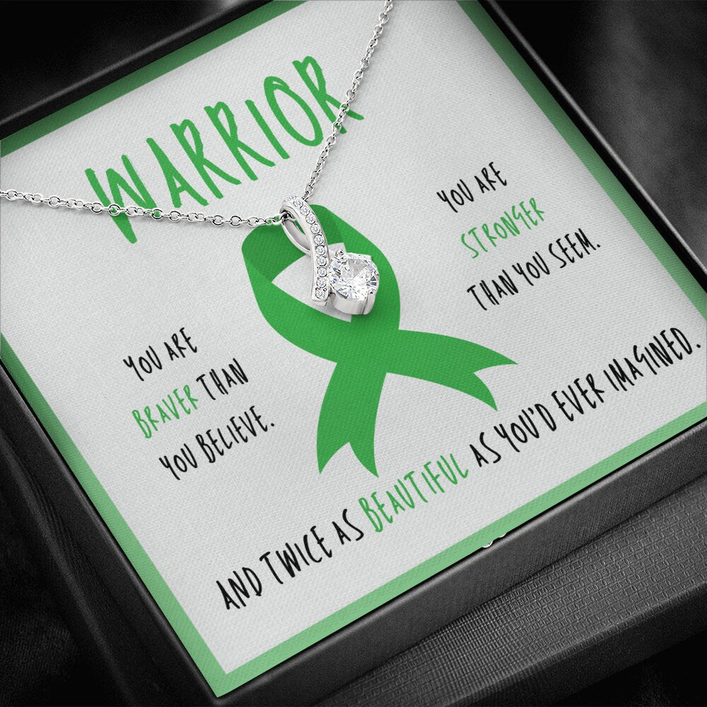 Liver Cancer Warrior Ribbon Pendant Necklace Gift