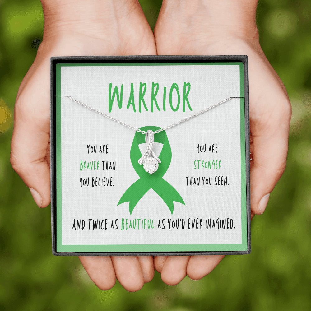 Liver Cancer Warrior Ribbon Pendant Necklace Gift