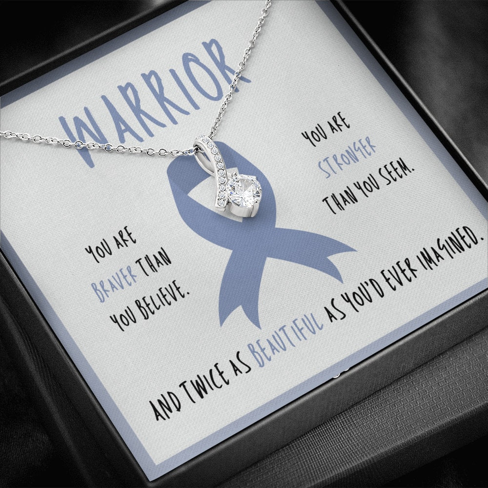 Small Intestine Cancer Warrior Ribbon Pendant Necklace Gift