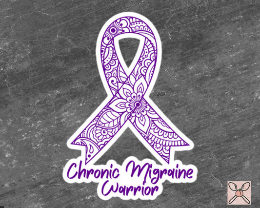 Chronic Migraine Awareness Sticker | Chronic Illness, Chronic Pain Spoonie Decal, Invisible Illness Laptop Sticker, Purple Ribbon