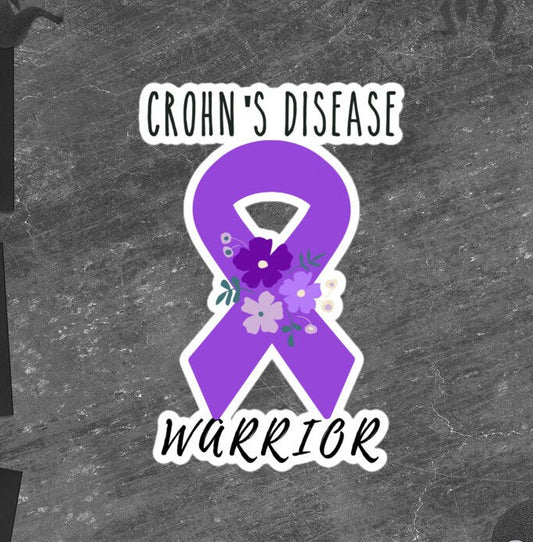 Crohn’s Disease Awareness Sticker | Chronic Illness, Chronic Pain Spoonie Decal, Invisible Illness Laptop Sticker, Purple Ribbon