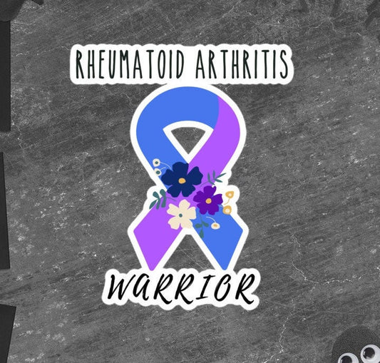 Rheumatoid Arthritis Awareness Sticker | Chronic Illness, Chronic Pain Spoonie Decal, Invisible Illness Laptop Sticker, Blue Purple Ribbon