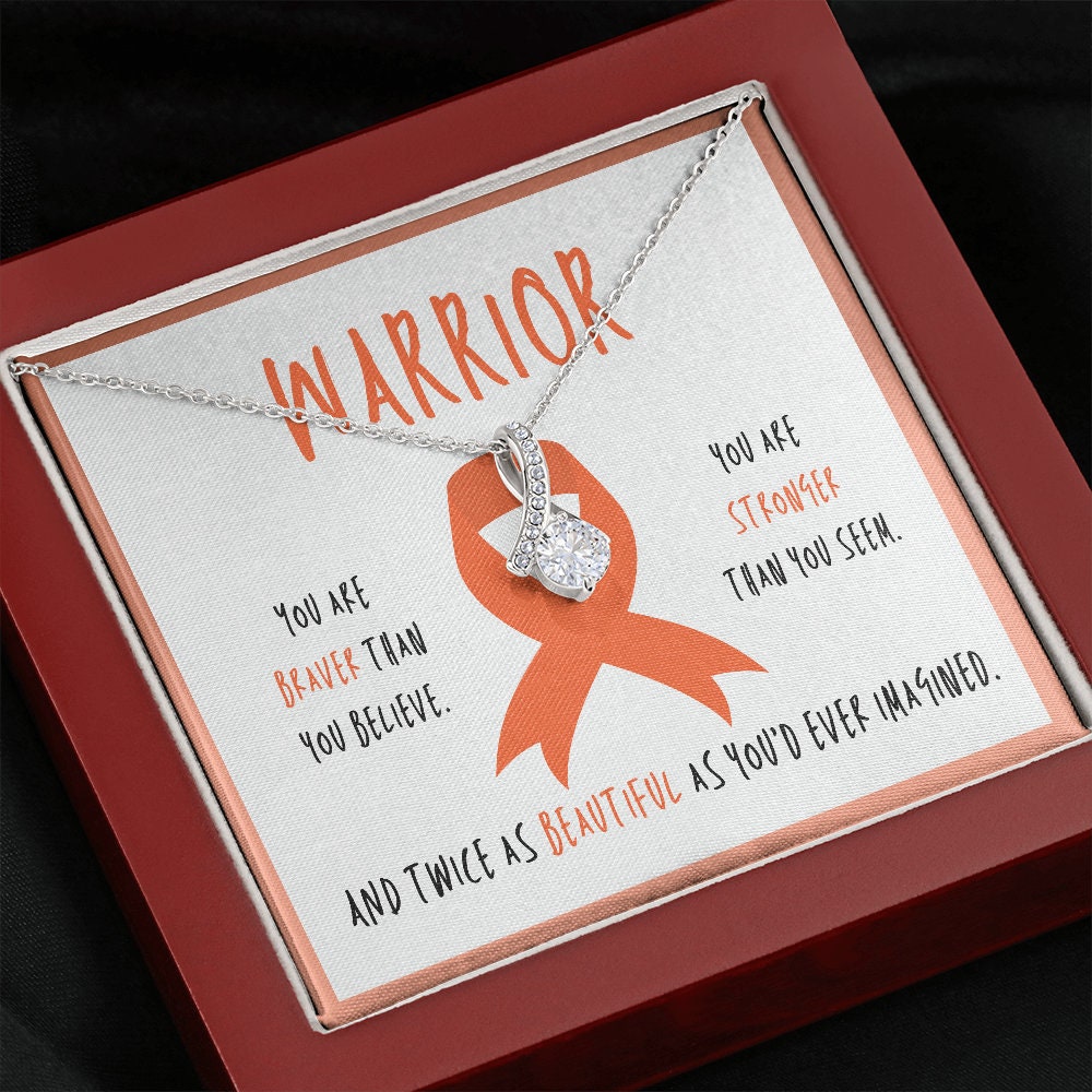 Multiple Sclerosis Warrior Ribbon Necklace Gift