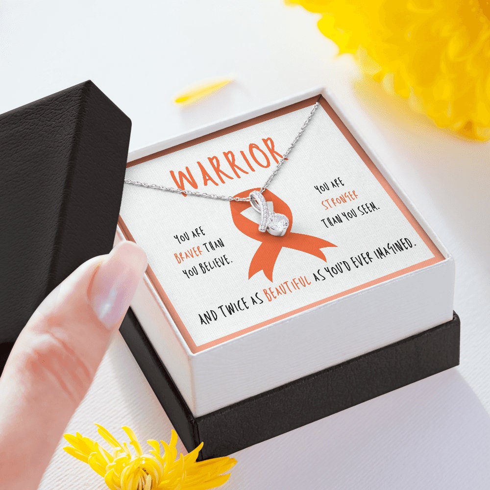 Multiple Sclerosis Warrior Ribbon Necklace Gift