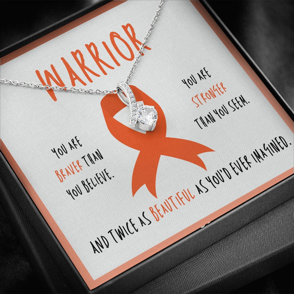 Multiple Sclerosis Warrior Ribbon Necklace Gift
