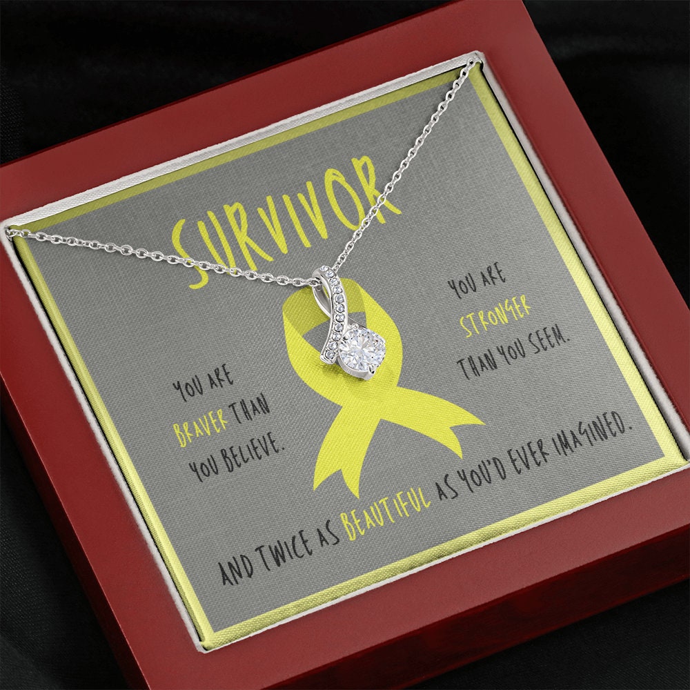 Bone cancer survivor Ribbon Pendant Necklace Gift