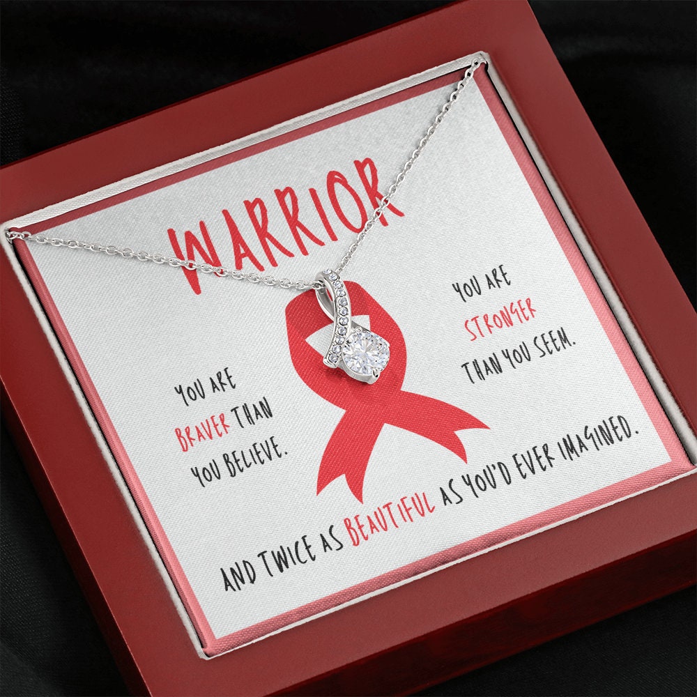 Blood Cancer Warrior Ribbon Pendant Necklace Gift