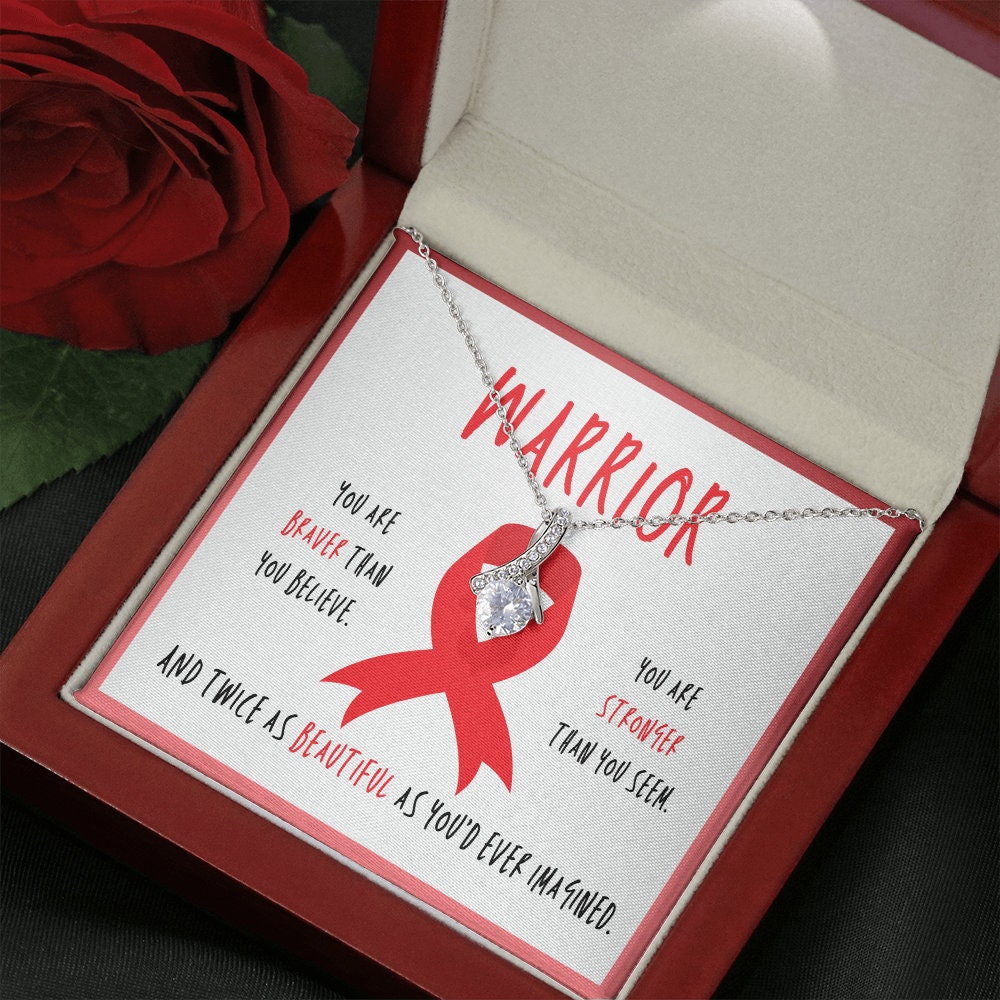 Blood Cancer Warrior Ribbon Pendant Necklace Gift