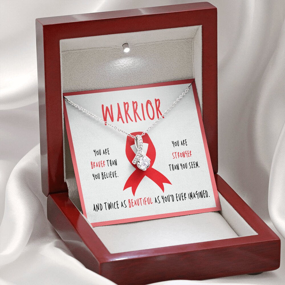 Blood Cancer Warrior Ribbon Pendant Necklace Gift