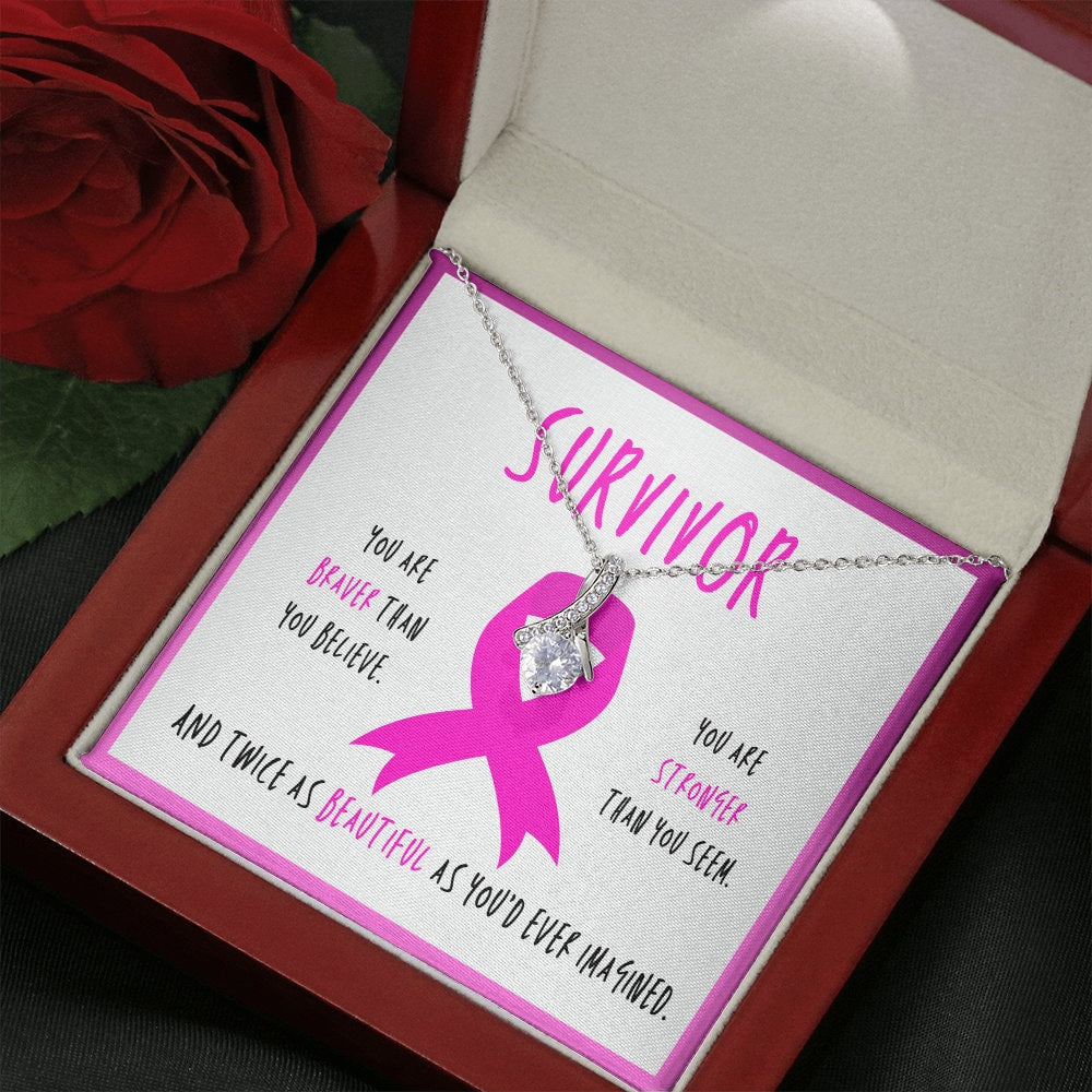 Breast cancer survivor Ribbon Pendant Necklace Gift