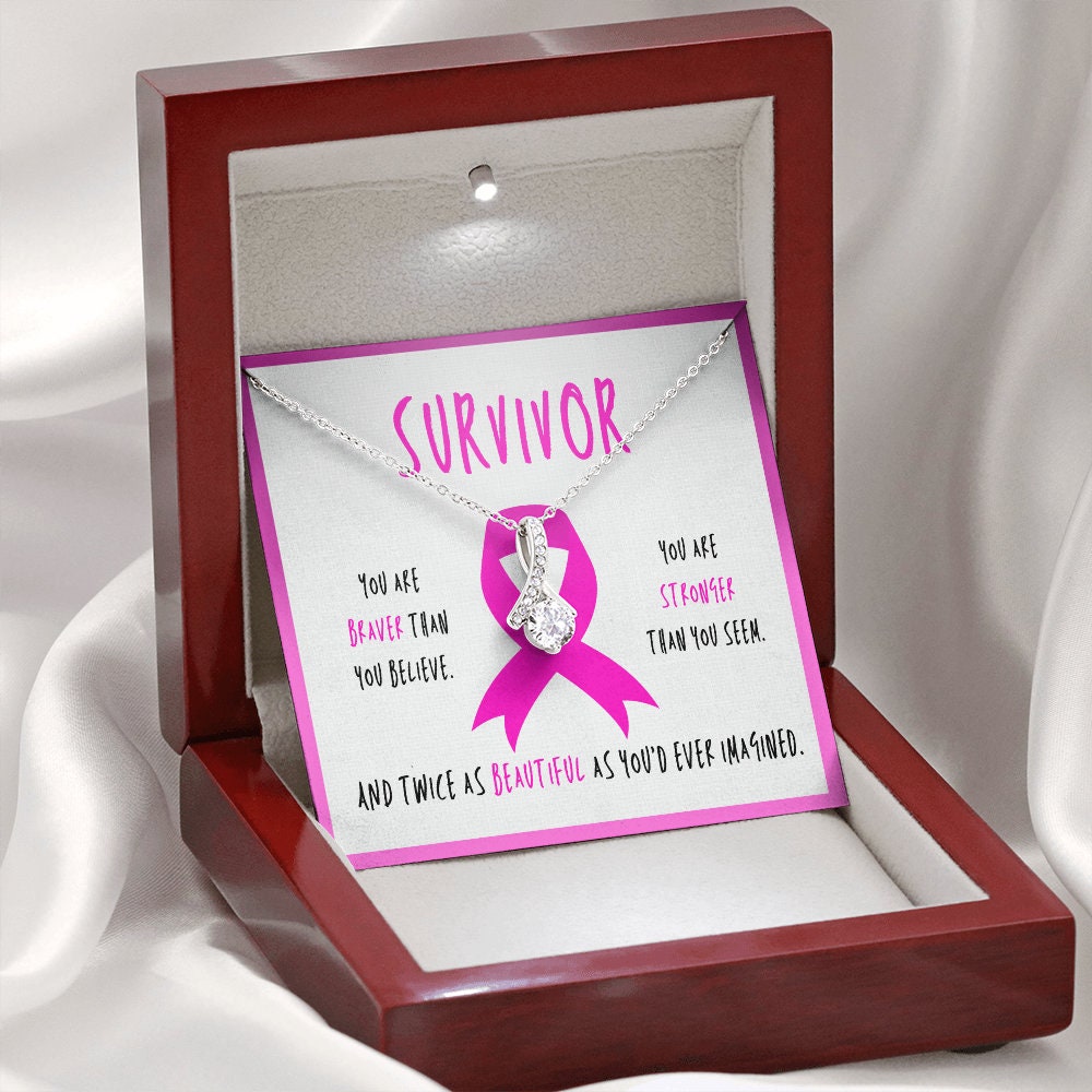 Breast cancer survivor Ribbon Pendant Necklace Gift