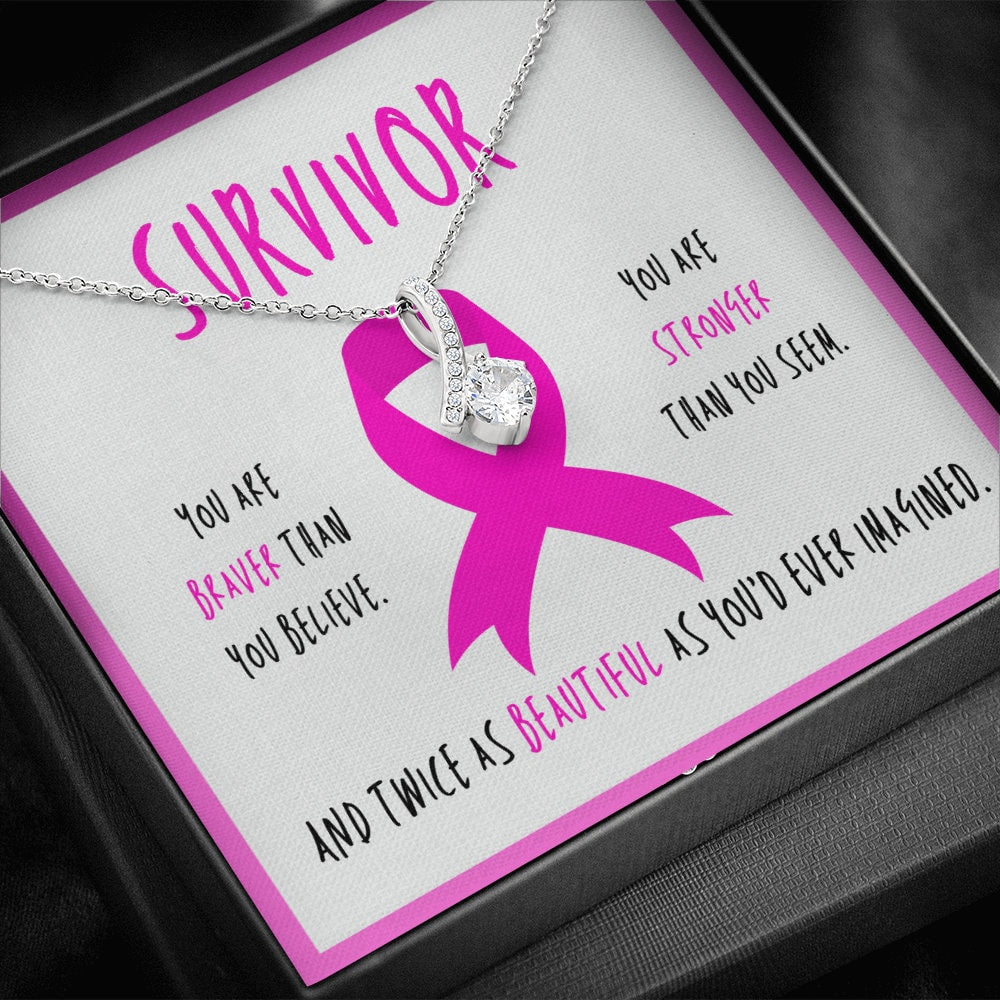 Breast cancer survivor Ribbon Pendant Necklace Gift