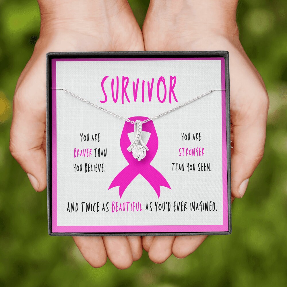 Breast cancer survivor Ribbon Pendant Necklace Gift