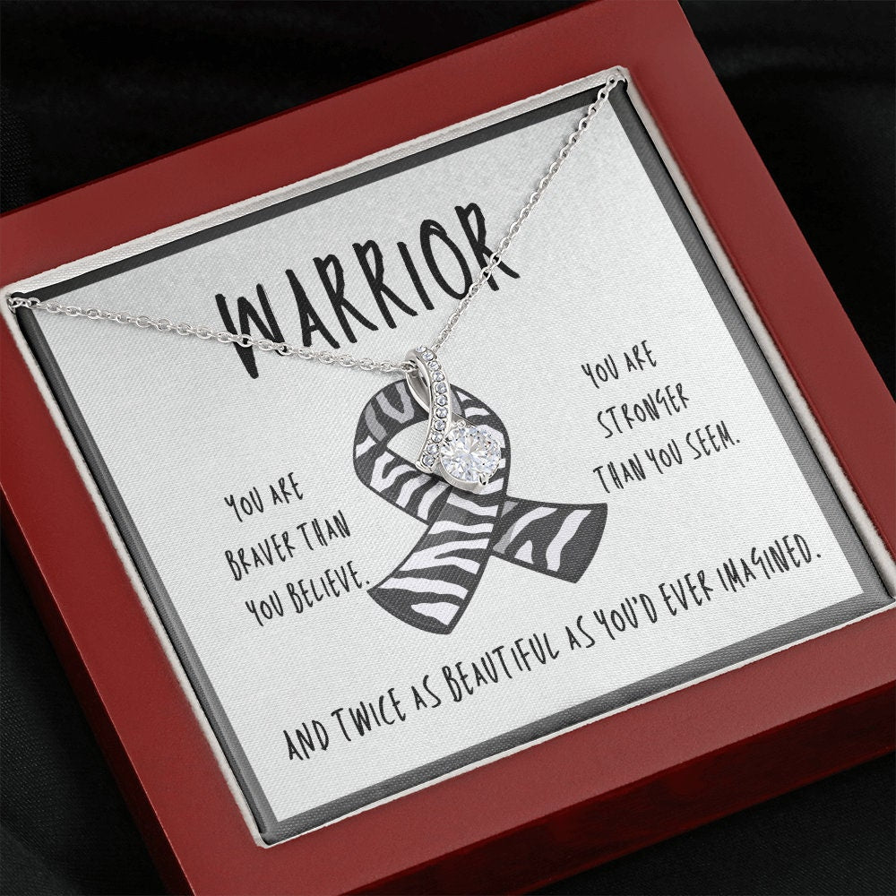 Carcinoid Cancer Warrior Ribbon Pendant Necklace Gift