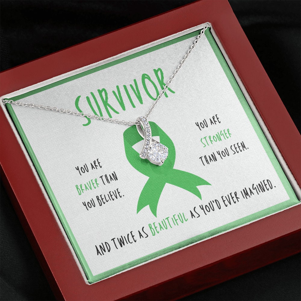 Liver Cancer Survivor Ribbon Pendant Necklace Gift