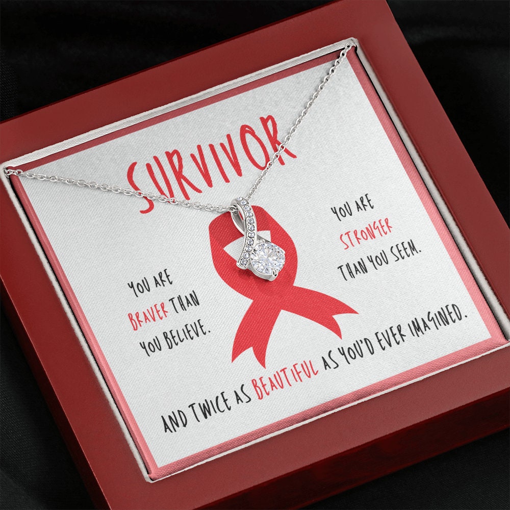 Blood Cancer Survivor Ribbon Pendant Necklace Gift