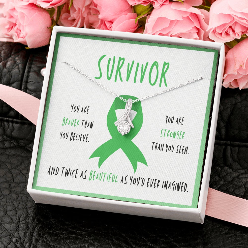 Liver Cancer Survivor Ribbon Pendant Necklace Gift