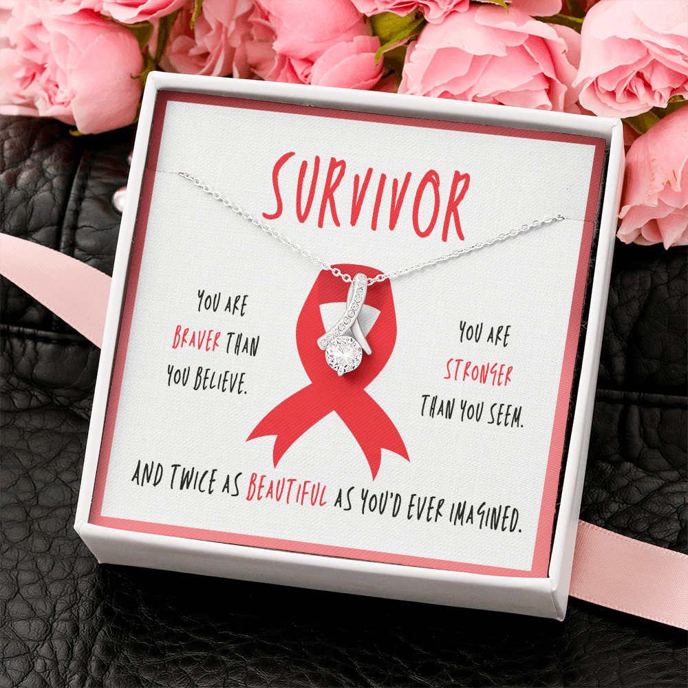 Blood Cancer Survivor Ribbon Pendant Necklace Gift