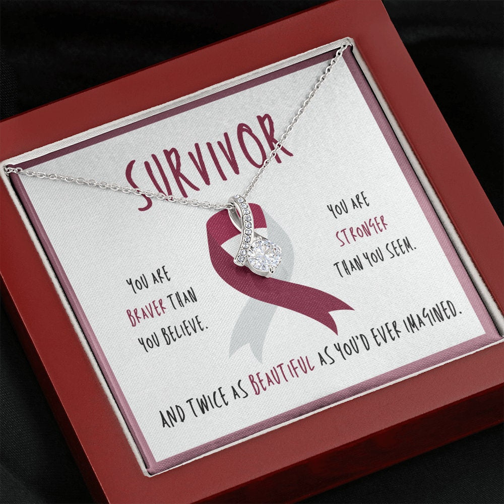 Head and Neck Cancer Survivor Ribbon Pendant Necklace Gift