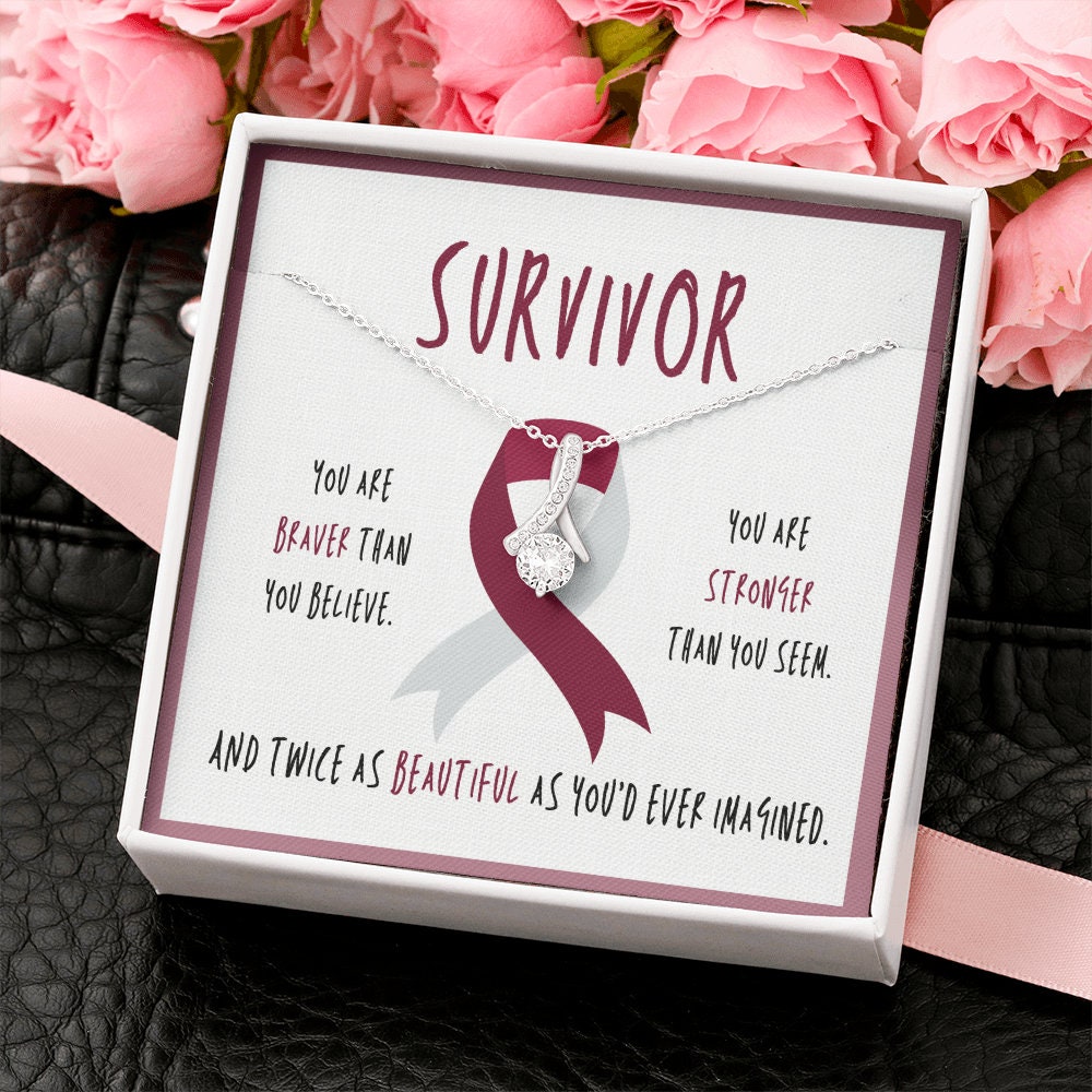 Head and Neck Cancer Survivor Ribbon Pendant Necklace Gift
